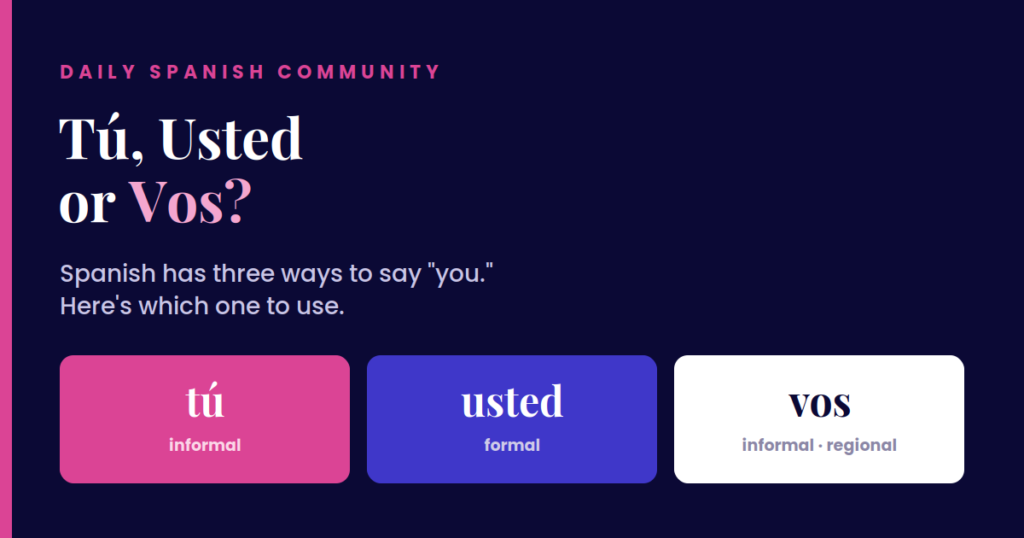 Tú vs usted vs vos in Spanish explained — Daily Spanish Community